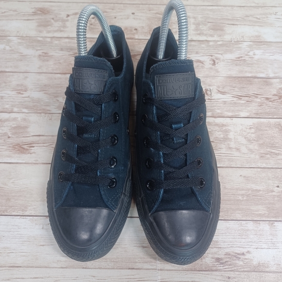 Converse All Stars Low Top Solid Black Sneakers Women's Canvas Shoes Size 6 - Picture 8 of 14